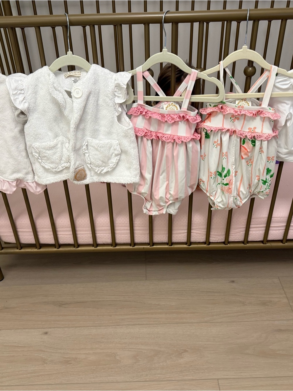 The Beaufort Bonnet Company Pink Striped Ruffle Swim Footie